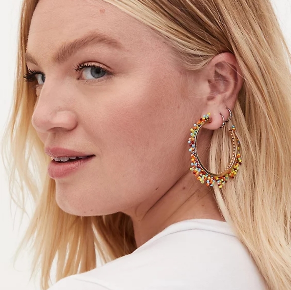 Torrid NWT Multi bead Necklace AND Hoops - Picture 3 of 5